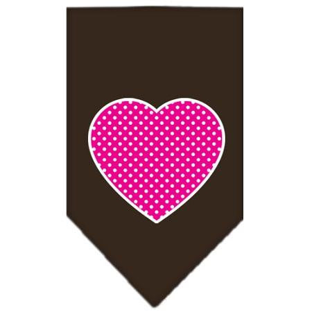 Pink Swiss Dot Heart Screen Print Bandana Cocoa Large