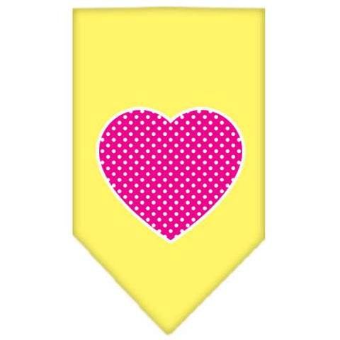 Pink Swiss Dot Heart Screen Print Bandana Yellow Large