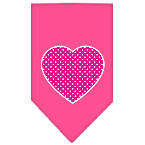 Pink Swiss Dot Heart Screen Print Bandana Bright Pink Small