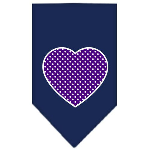 Purple Swiss Dot Heart Screen Print Bandana Navy Blue large