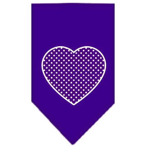 Purple Swiss Dot Heart Screen Print Bandana Purple Large