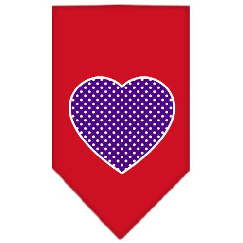 Purple Swiss Dot Heart Screen Print Bandana Red Large