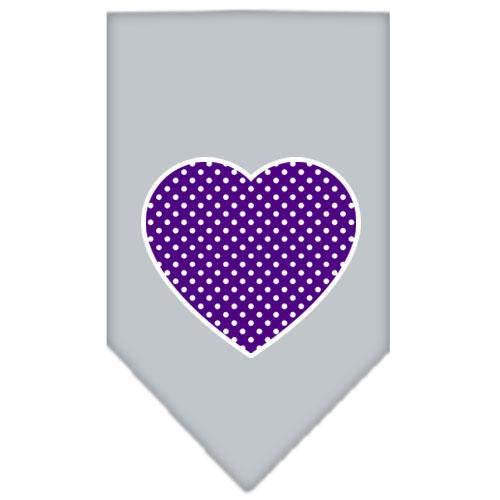 Purple Swiss Dot Heart Screen Print Bandana Grey Small