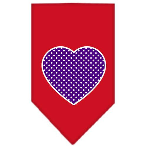 Purple Swiss Dot Heart Screen Print Bandana Red Small