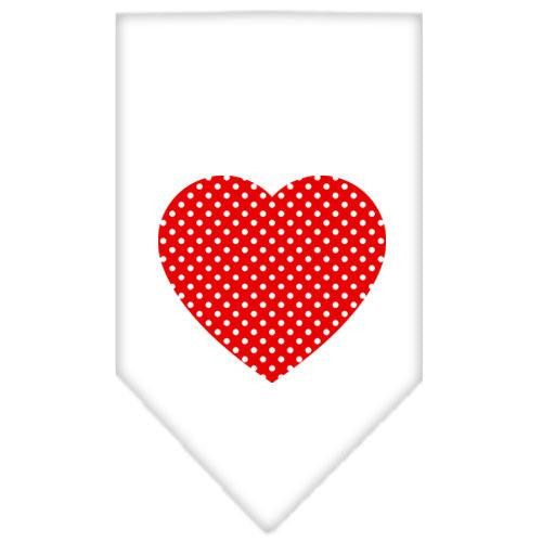 Red Swiss Dot Heart Screen Print Bandana White Large