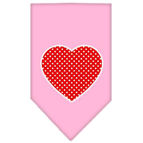 Red Swiss Dot Heart Screen Print Bandana Light Pink Small