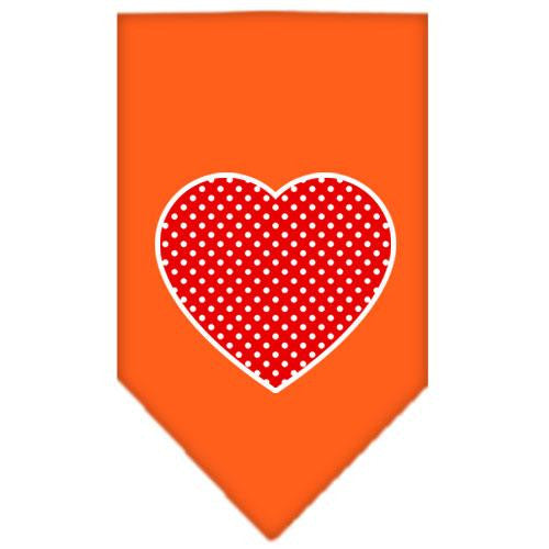 Red Swiss Dot Heart Screen Print Bandana Orange Small