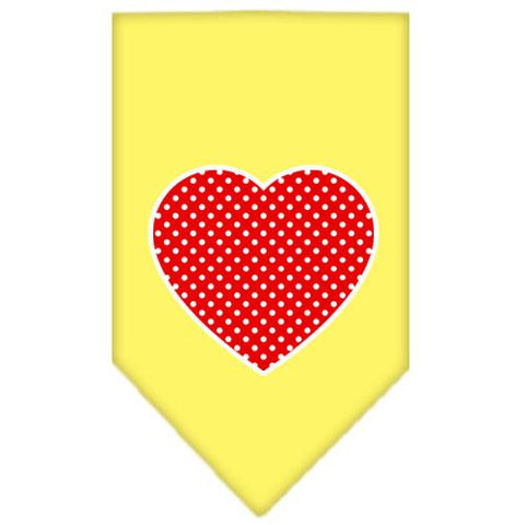 Red Swiss Dot Heart Screen Print Bandana Yellow Small