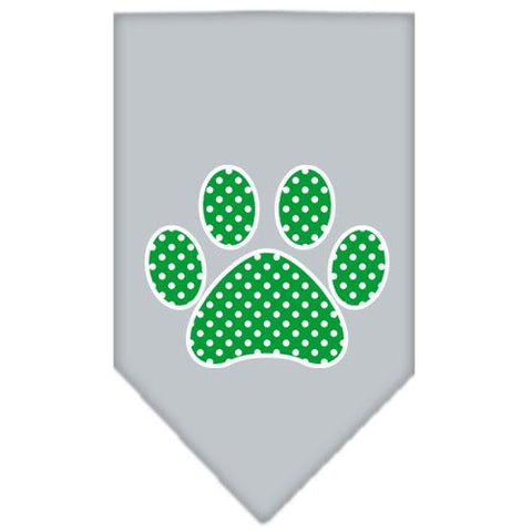 Green Swiss Dot Paw Screen Print Bandana Grey Large