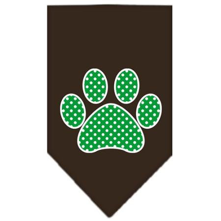 Green Swiss Dot Paw Screen Print Bandana Cocoa Small