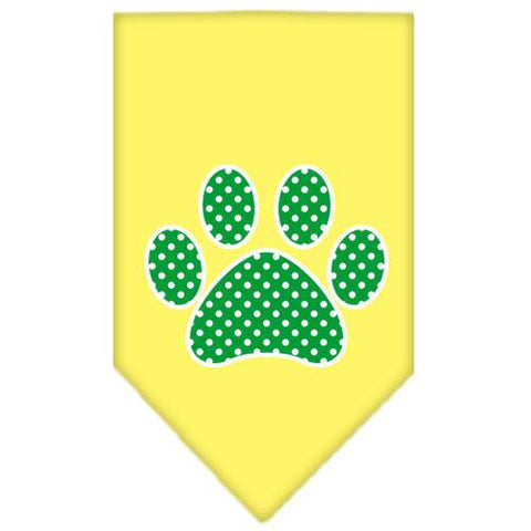 Green Swiss Dot Paw Screen Print Bandana Yellow Small