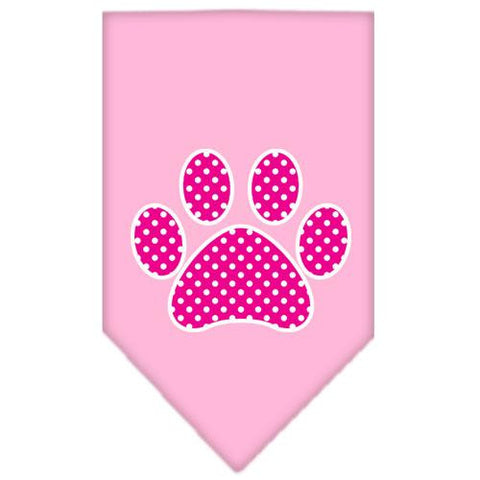 Pink Swiss Dot Paw Screen Print Bandana Light Pink Small