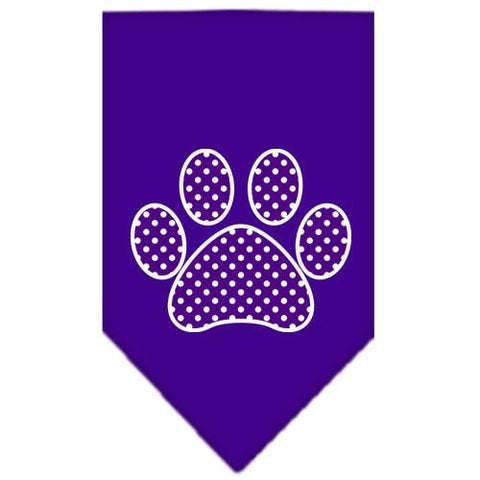 Purple Swiss Dot Paw Screen Print Bandana Purple Large