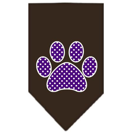 Purple Swiss Dot Paw Screen Print Bandana Cocoa Small