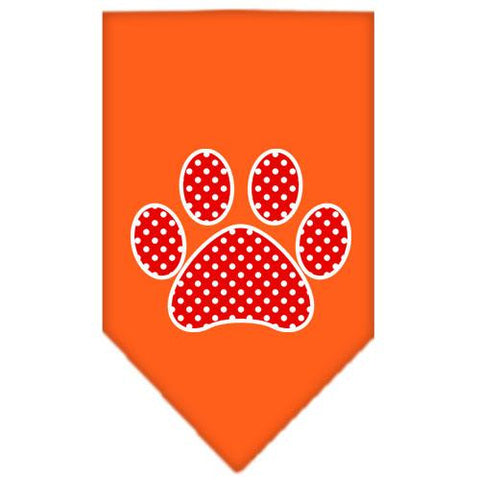 Red Swiss Dot Paw Screen Print Bandana Orange Small