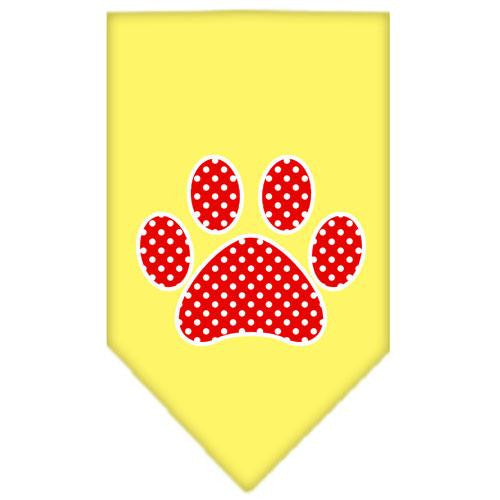 Red Swiss Dot Paw Screen Print Bandana Yellow Small