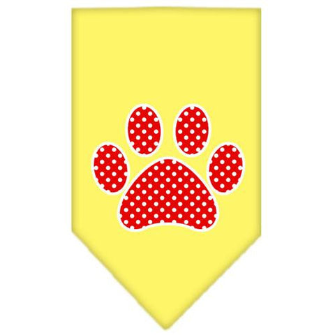 Red Swiss Dot Paw Screen Print Bandana Yellow Small