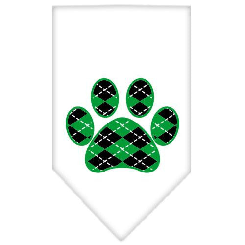 Argyle Paw Green Screen Print Bandana White Small