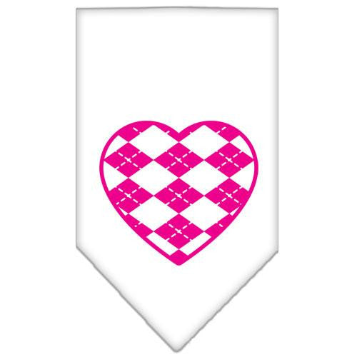 Argyle Paw Pink Screen Print Bandana White Large