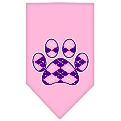 Argyle Paw Purple Screen Print Bandana