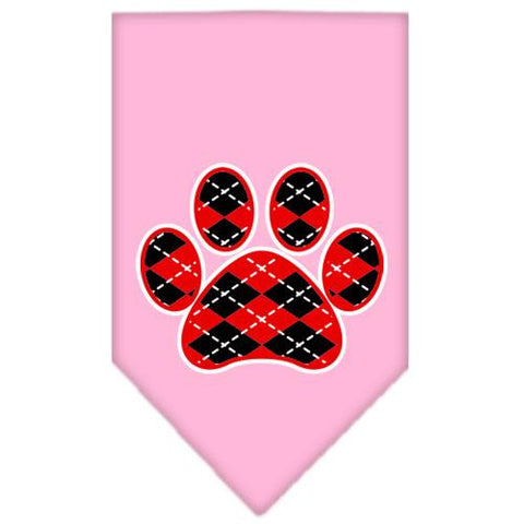 Argyle Paw Red Screen Print Bandana Light Pink Small