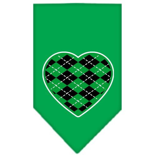 Argyle Heart Green Screen Print Bandana Emerald Green Large