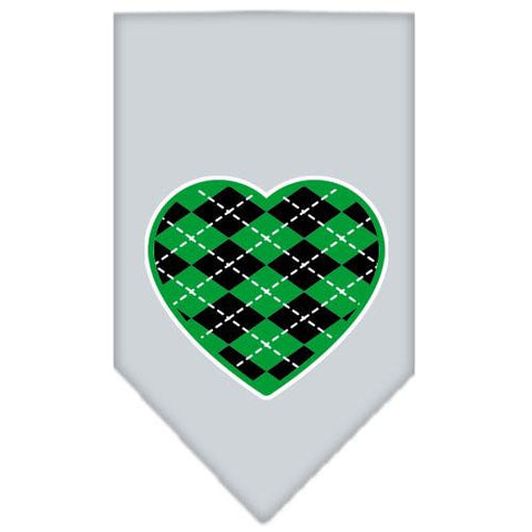 Argyle Heart Green Screen Print Bandana Grey Large