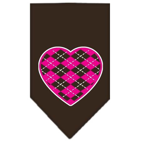 Argyle Heart Pink Screen Print Bandana Cocoa Large