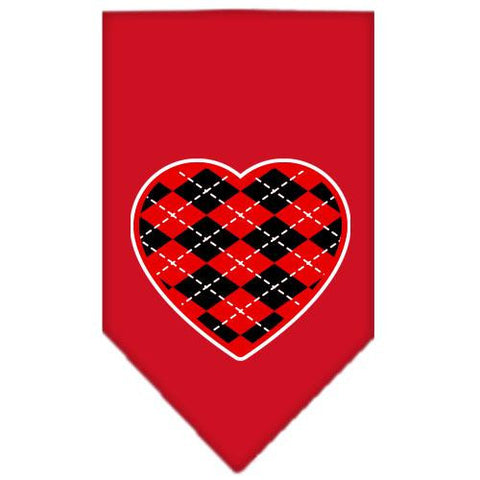 Argyle Heart Red Screen Print Bandana Red Large