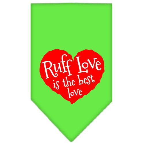 Ruff Love Screen Print Bandana Lime Green Large