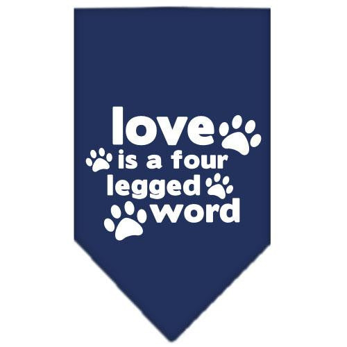 Love is a Four Leg Word Screen Print Bandana Navy Blue large