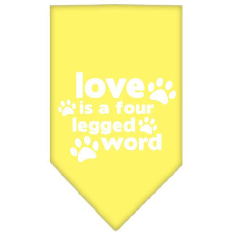 Love is a Four Leg Word Screen Print Bandana Yellow Large