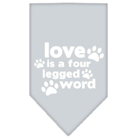 Love is a Four Leg Word Screen Print Bandana Grey Small