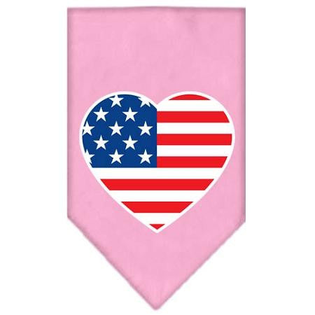 American Flag Heart Screen Print Bandana Light Pink Small