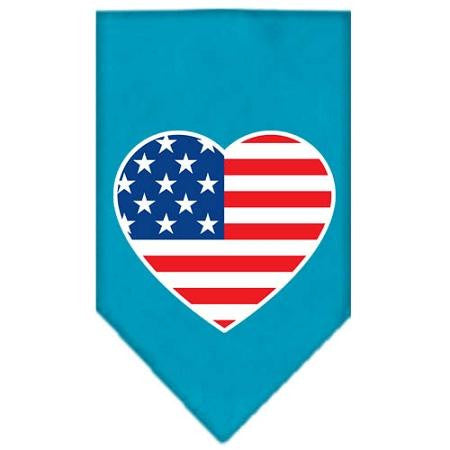 American Flag Heart Screen Print Bandana Turquoise Small