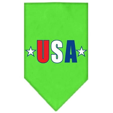 USA Star Screen Print Bandana Lime Green Small