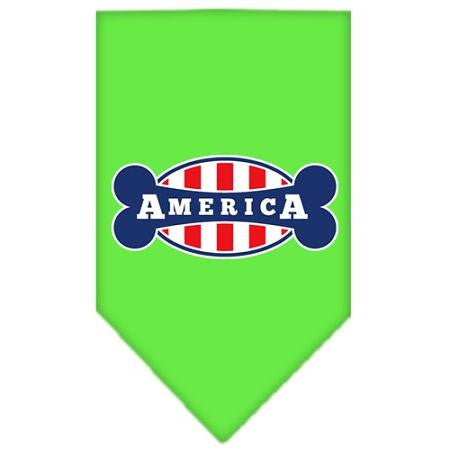 Bonely in America Screen Print Bandana Lime Green Small