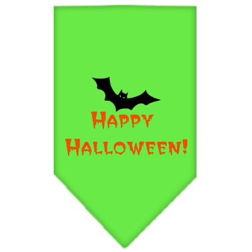 Happy Halloween Screen Print Bandana Lime Green Small