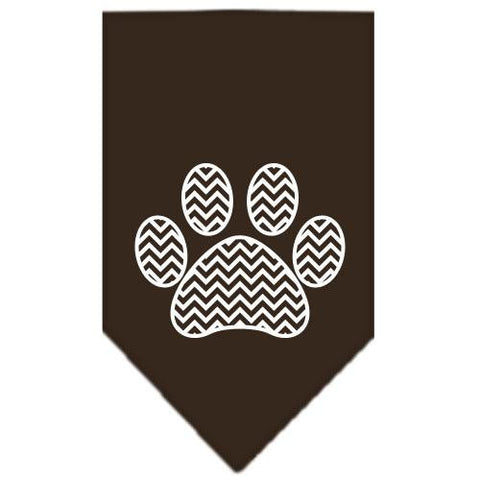 Chevron Paw Screen Print Bandana Brown Large