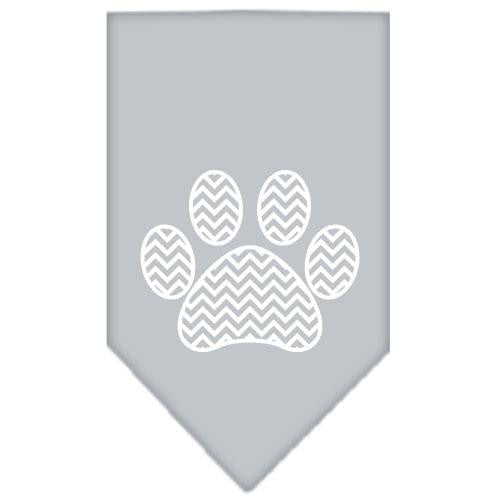 Chevron Paw Screen Print Bandana Grey Small