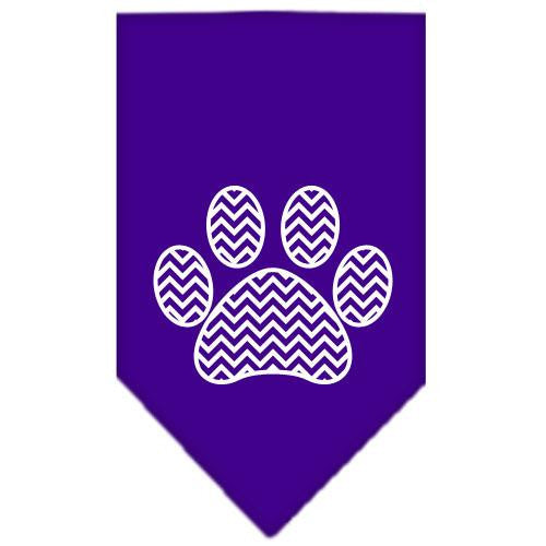 Chevron Paw Screen Print Bandana Purple Small