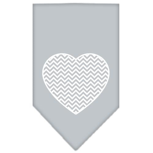 Chevron Heart Screen Print Bandana Grey Large