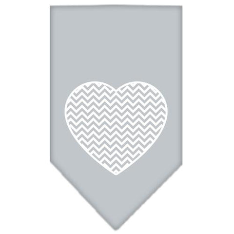 Chevron Heart Screen Print Bandana Grey Large