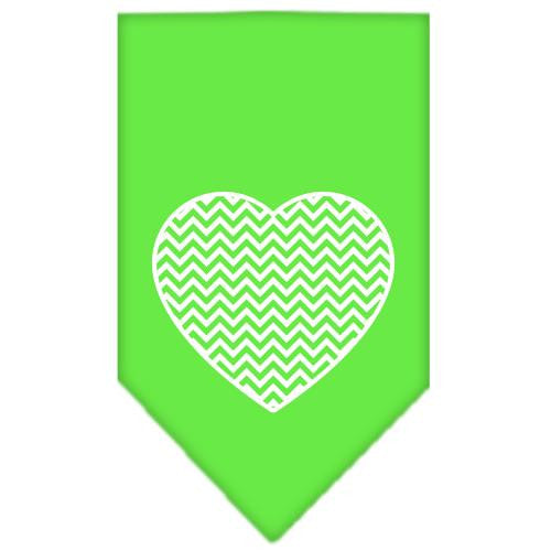 Chevron Heart Screen Print Bandana Lime Green Small