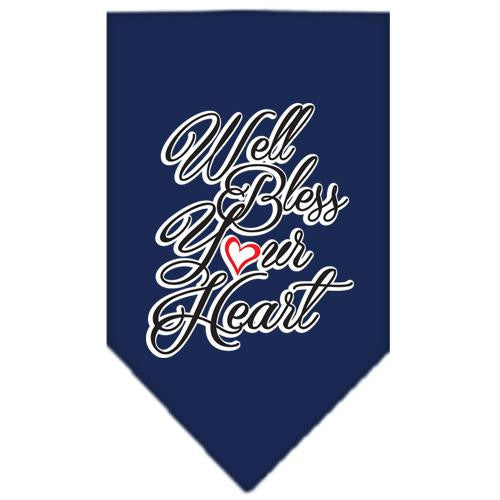 Well Bless Your Heart Screen Print Bandana Navy Blue Small