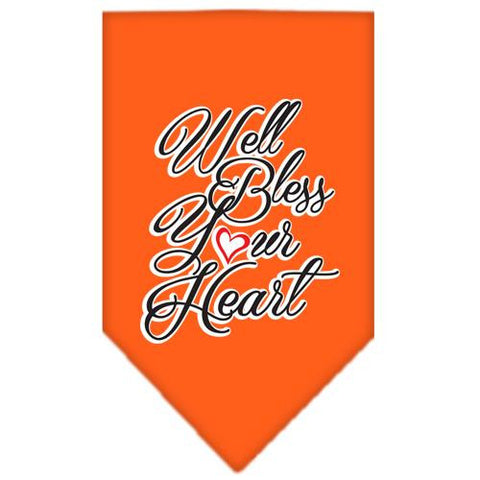 Well Bless Your Heart Screen Print Bandana Orange Small