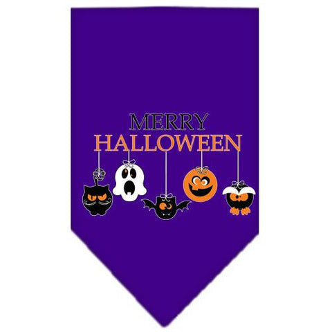 Merry Halloween Screen Print Bandana Purple Large