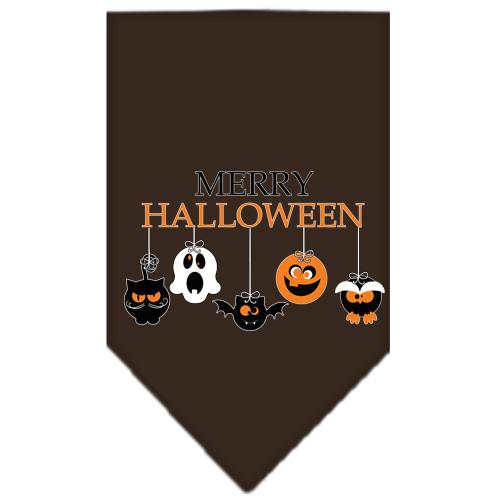 Merry Halloween Screen Print Bandana Brown Small