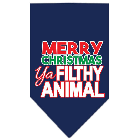 Ya Filthy Animal Screen Print Pet Bandana Navy Size Large