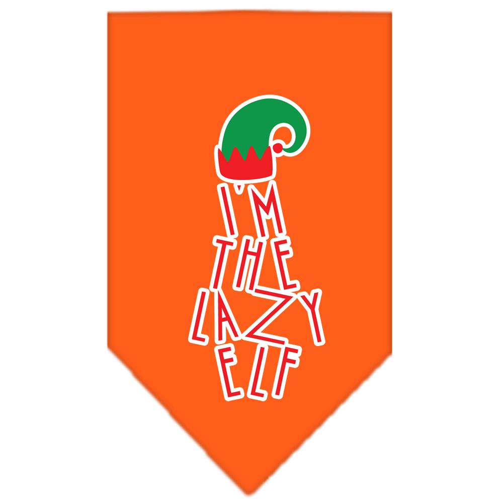 Lazy Elf Screen Print Pet Bandana Orange Size Small